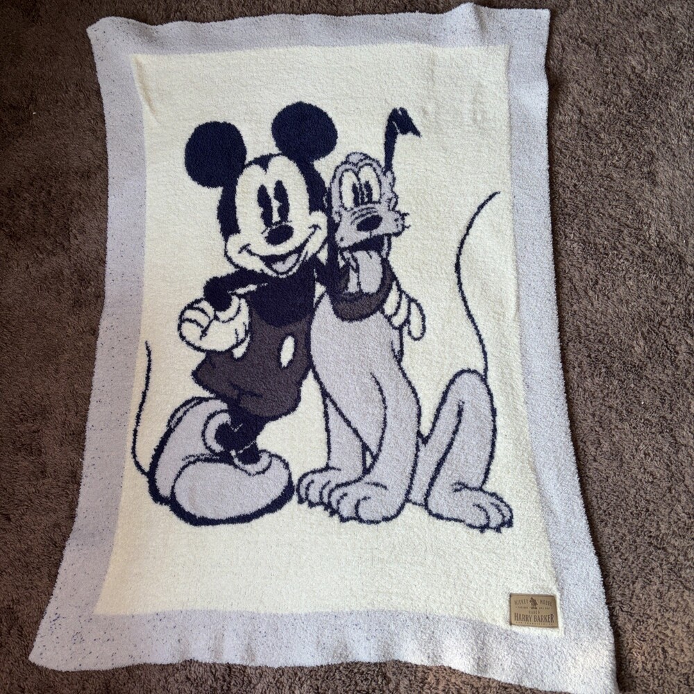 Disney x Harry Barker Best Buddy Blanket Mickey Mouse Pluto Dog Pet Throw Gray